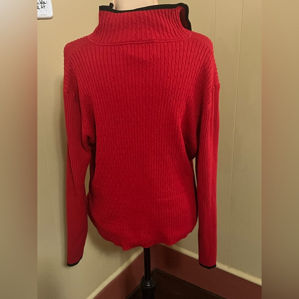 Pendleton Women’s Large Red Zip-Up Cardigan Sweater Textured Knit Luxury - Picture 9 of 13